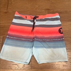 Hurley Men's Swim Board Shorts - Coral and Light Blue